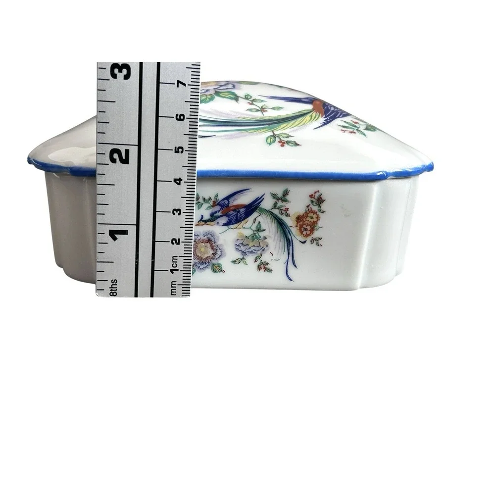 Limoges France Birds Of Paradise Trinket Box‎ Vanity Dresser Porcelain Square